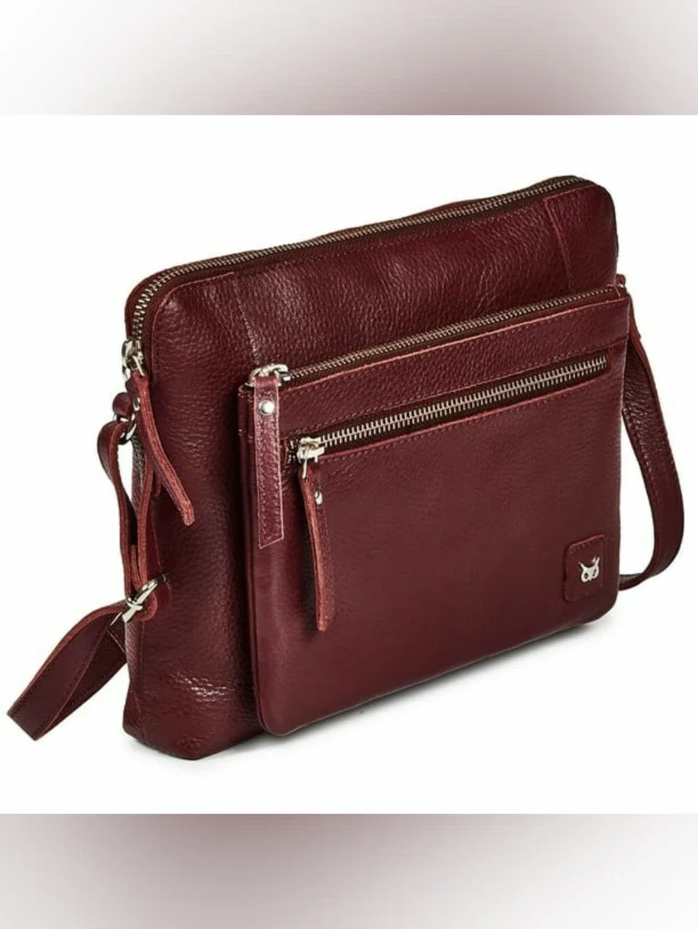 Wise Owl Accessories Small Soft Genuine Leather Crossbody Bag in a Burgundy napp
